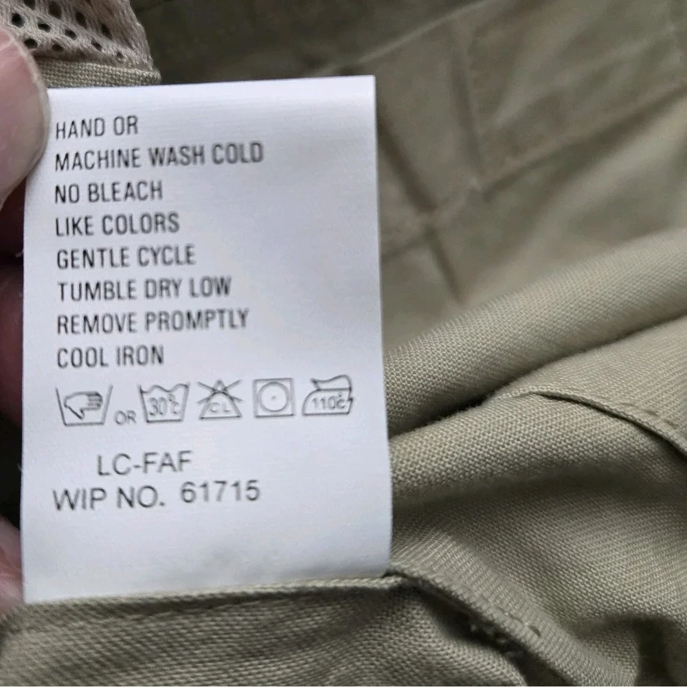 Vtg Womens Large Woolrich Cotton Button Close Safari Jacket Belted Khaki Chore - Picture 9 of 9